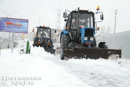 Сильный снегопад в Гродно