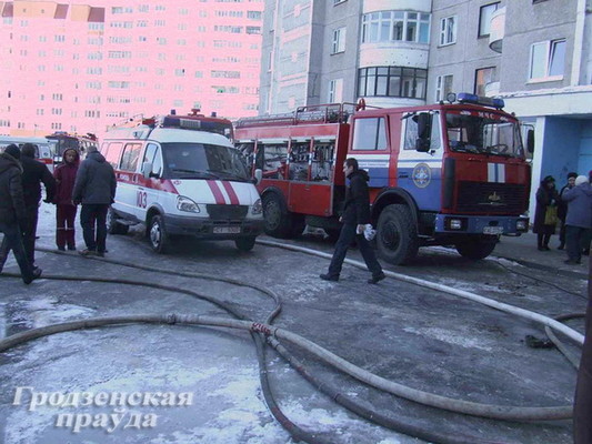 Пожар в Гродно в доме на улице Янки Купалы