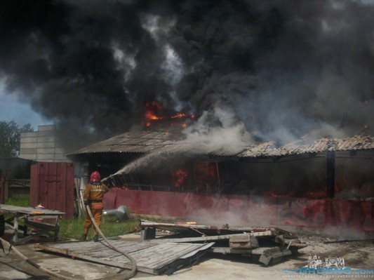 Пожар на складе в Лиде